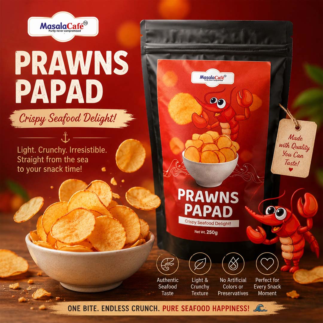 Authentic Prawn Papad | Crispy Seafood Snack | Hand-Rolled & Sun-Dried | Ready to Fry | FREE Rs.99 Chicken Masala